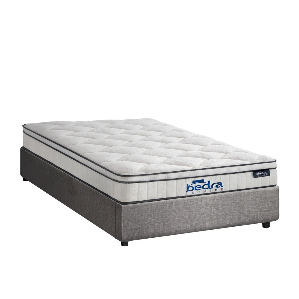 Bed Frame Storage Platform with Mattress Grey Upholstered