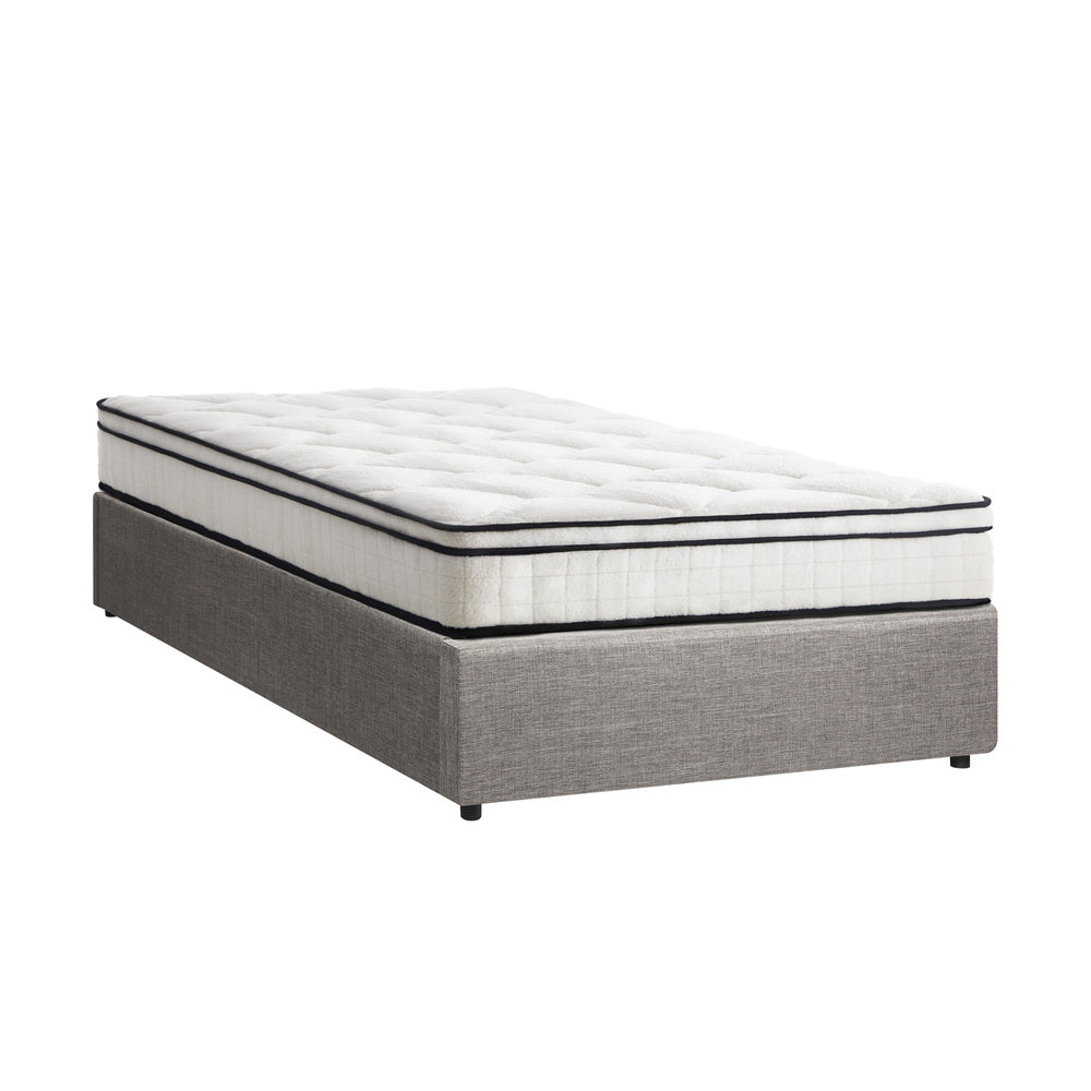 Bed Frame Storage Platform with Mattress Grey Upholstered