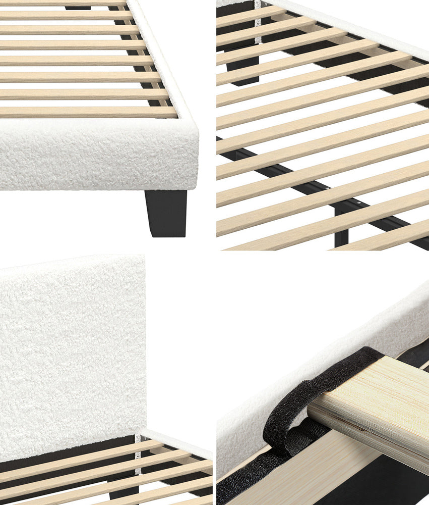 Bed Frame with Mattress Set Grey/White Fabric