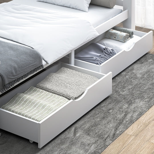 2x Bed Frame Storage Drawers Timber Trundle for Wooden Bed