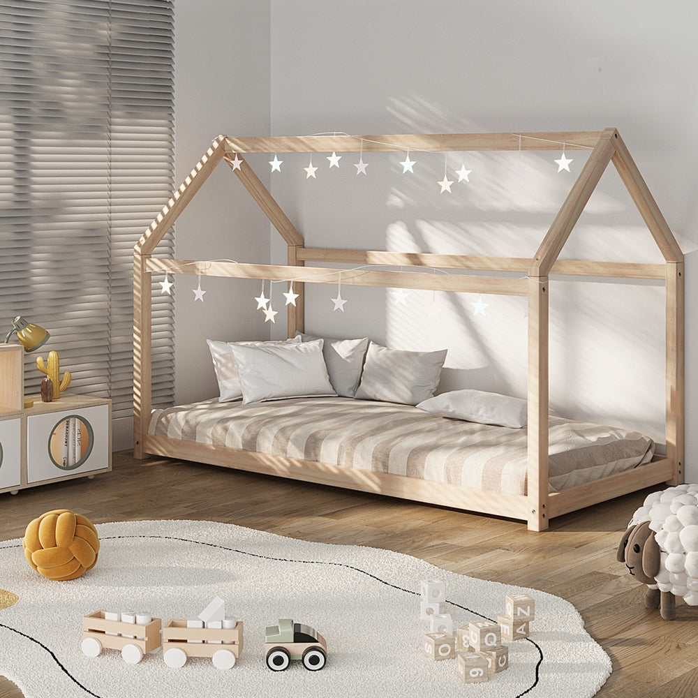 Kids Bed Frame Single Wooden Bedframe Mattress Base Timber Platform