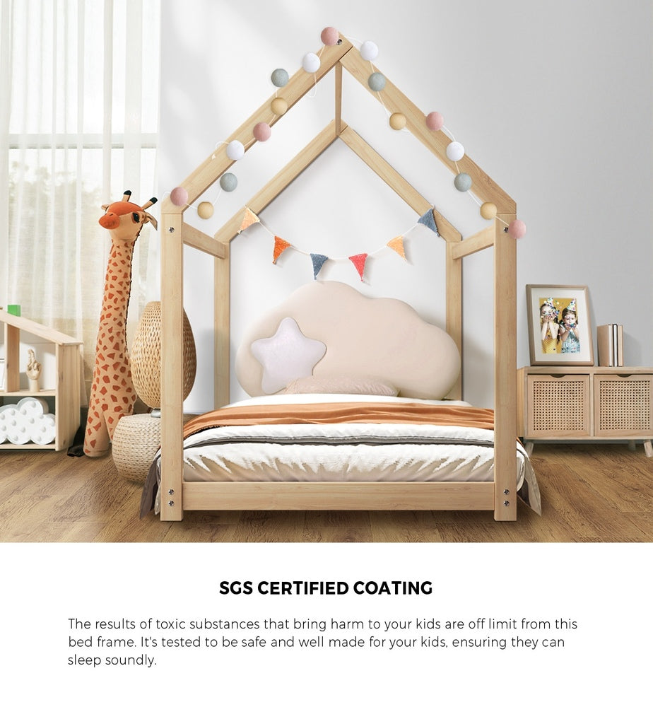 Kids Bed Frame Single Wooden Bedframe Mattress Base Timber Platform