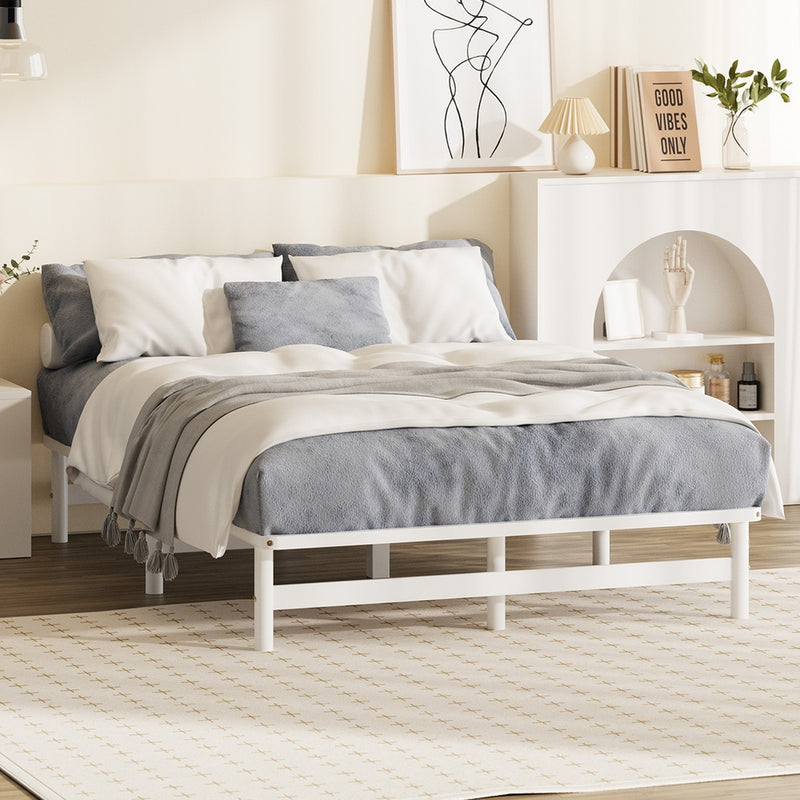 Double/King Single/Queen Wooden Bed Frame Solid Pine Timber White | Wooden Bed Frame