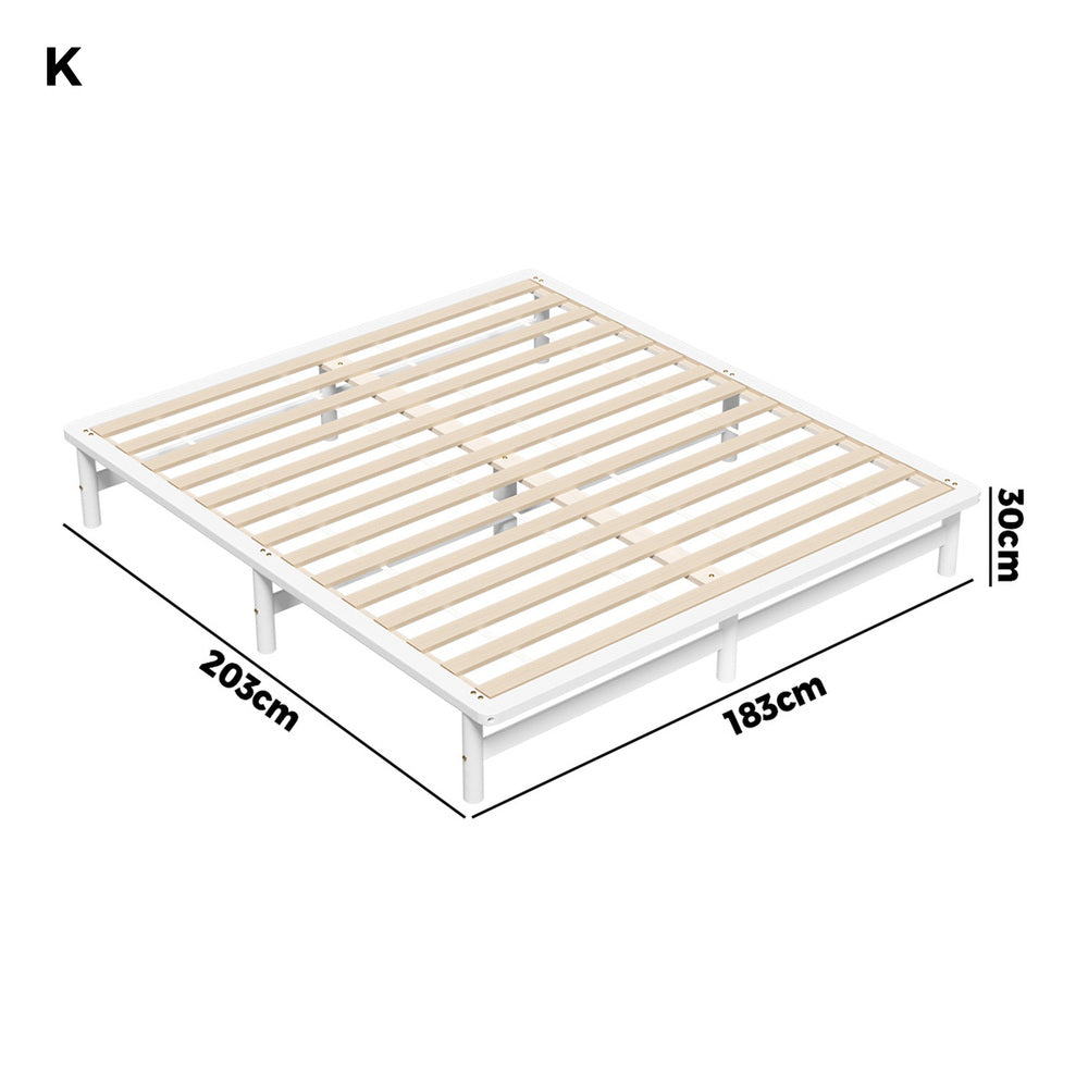 Double/King Single/Queen Wooden Bed Frame Solid Pine Timber White