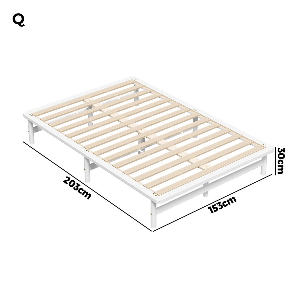 Double/King Single/Queen Wooden Bed Frame Solid Pine Timber White