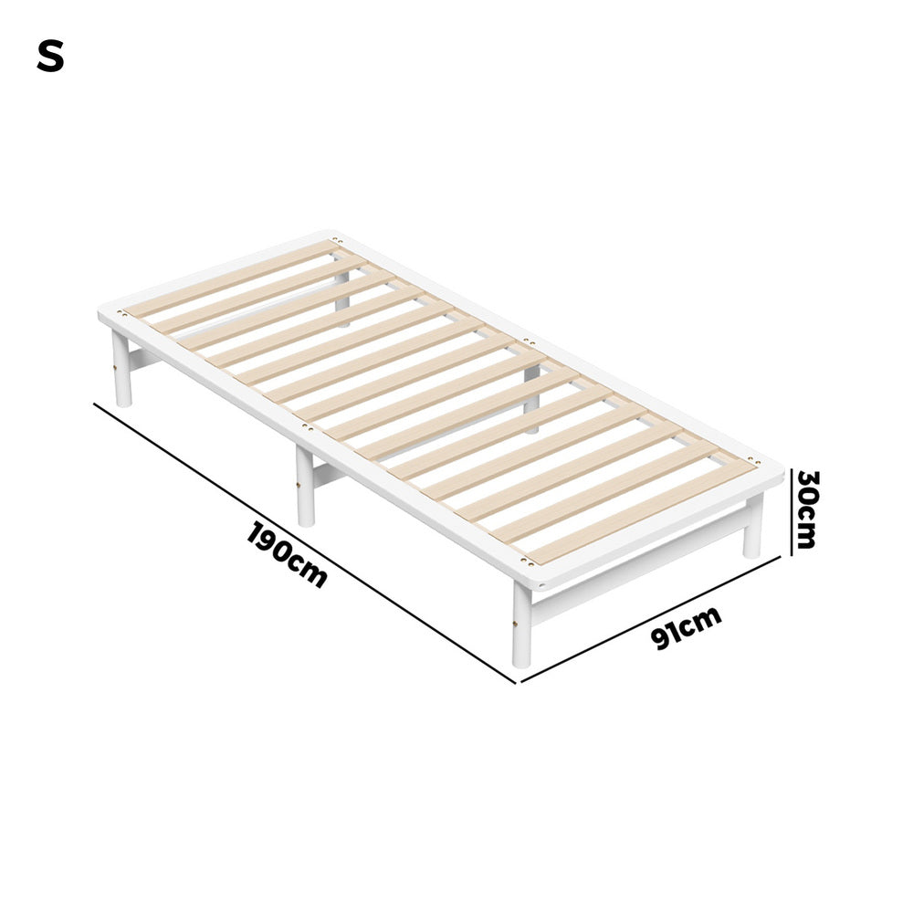 Double/King Single/Queen Wooden Bed Frame Solid Pine Timber White