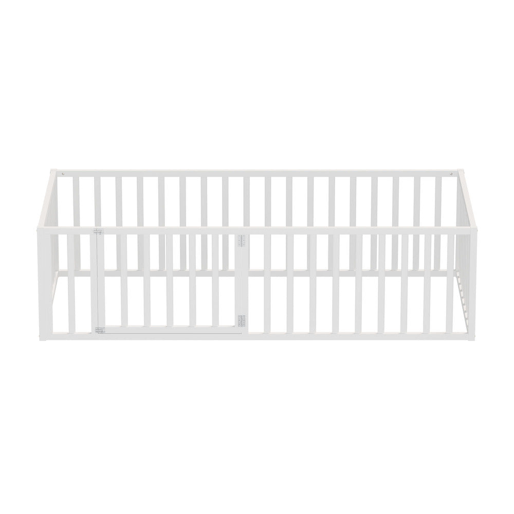 2-in-1 Kids Bed Frame Toddler Play Centre Guard Fence White
