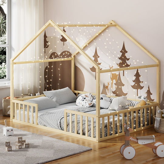 Double Kids Wooden Bed Frame With Timber Base