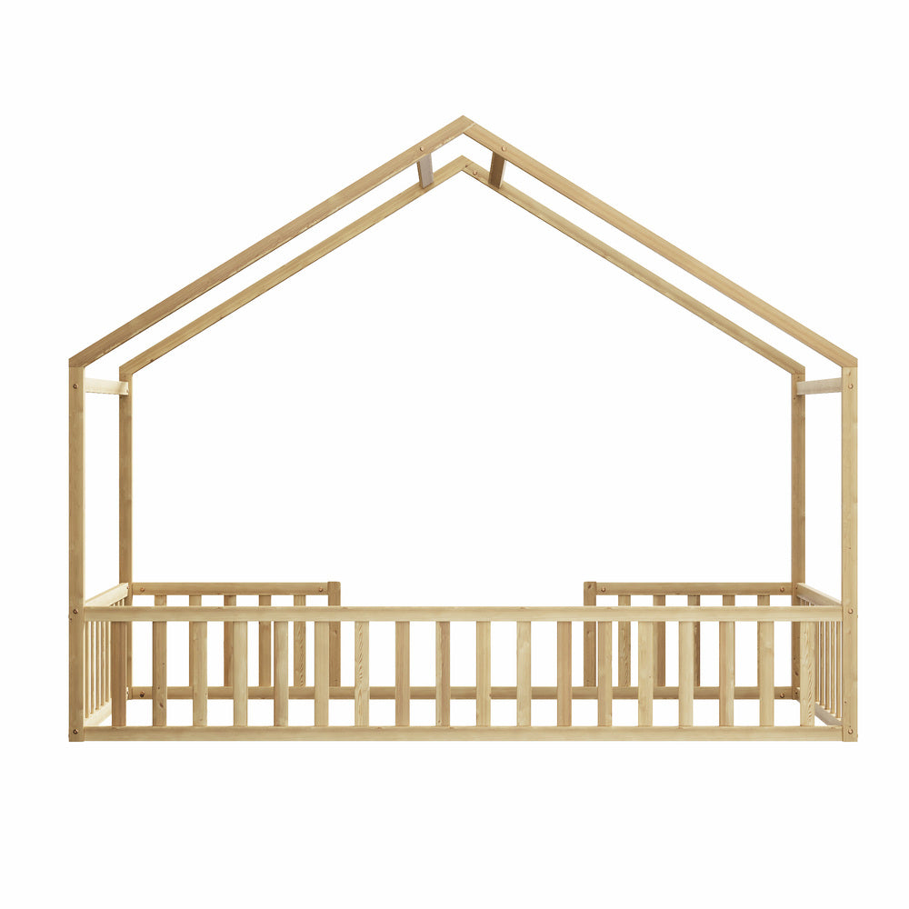 King Single Kids Wooden Bed Frame With Timber Base Natural Finish Bedroom Furniture