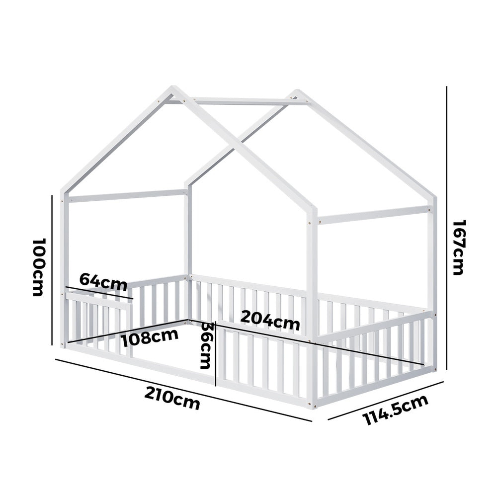 King Single Kids Wooden Bed Frame With Timber Base Natural Finish Bedroom Furniture