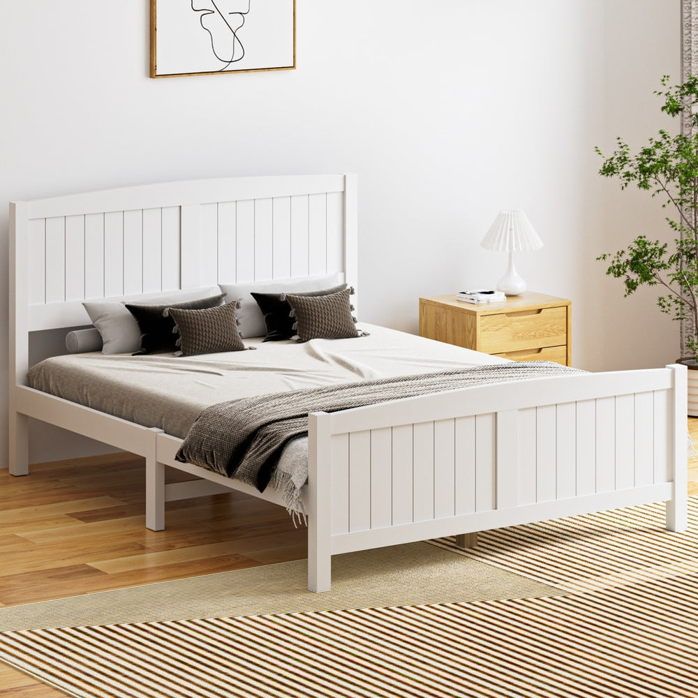 Timber Platform White Bed Frame