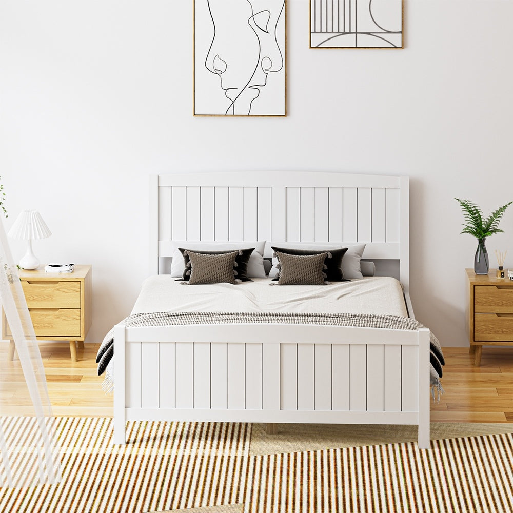 Timber Platform White Bed Frame