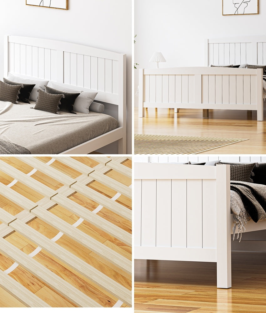 Timber Platform White Bed Frame