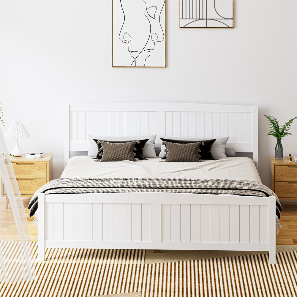 Timber Platform White Bed Frame