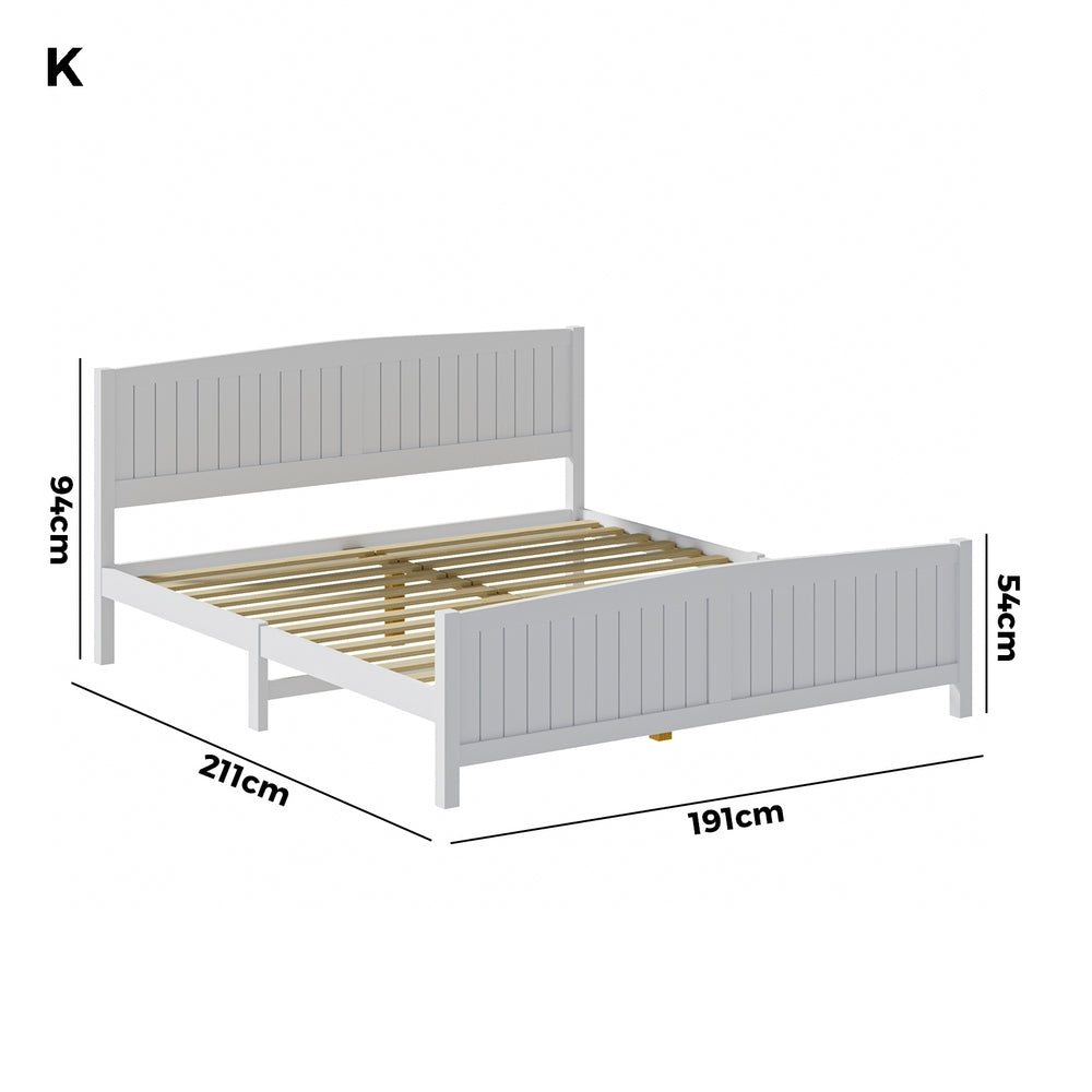 Timber Platform White Bed Frame