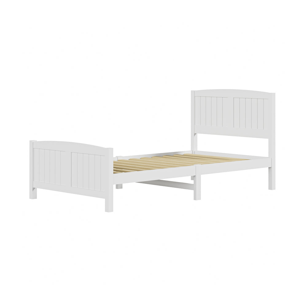 Wooden Bed Frame with Trundle Drawers White
