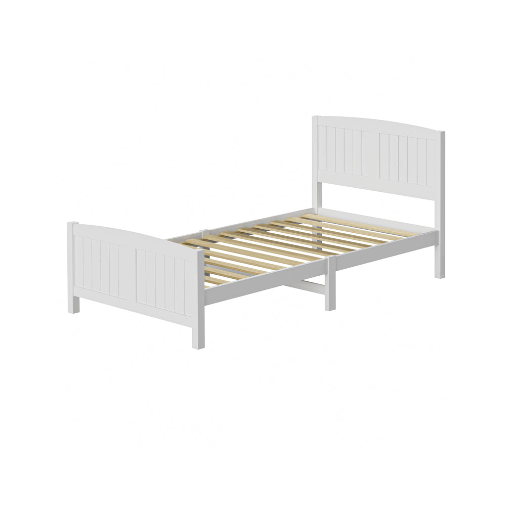 Wooden Bed Frame with Trundle Drawers White