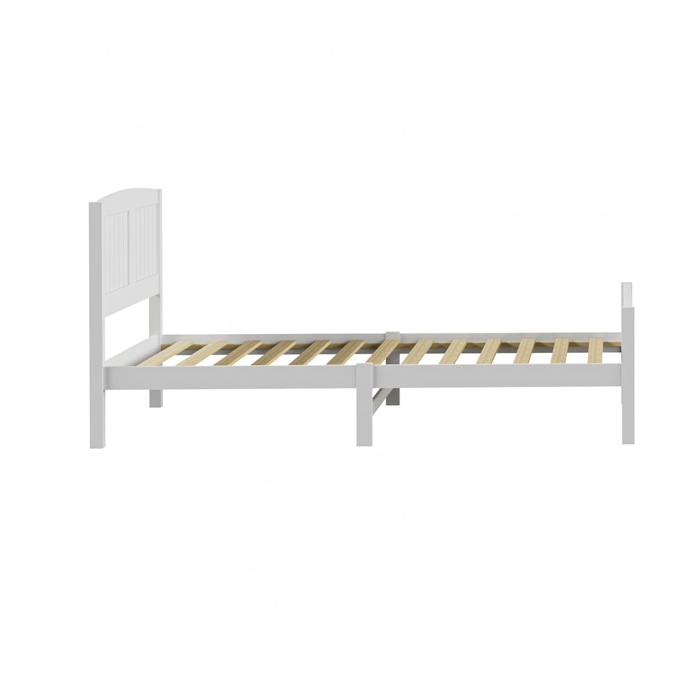 Wooden Bed Frame with Trundle Drawers White