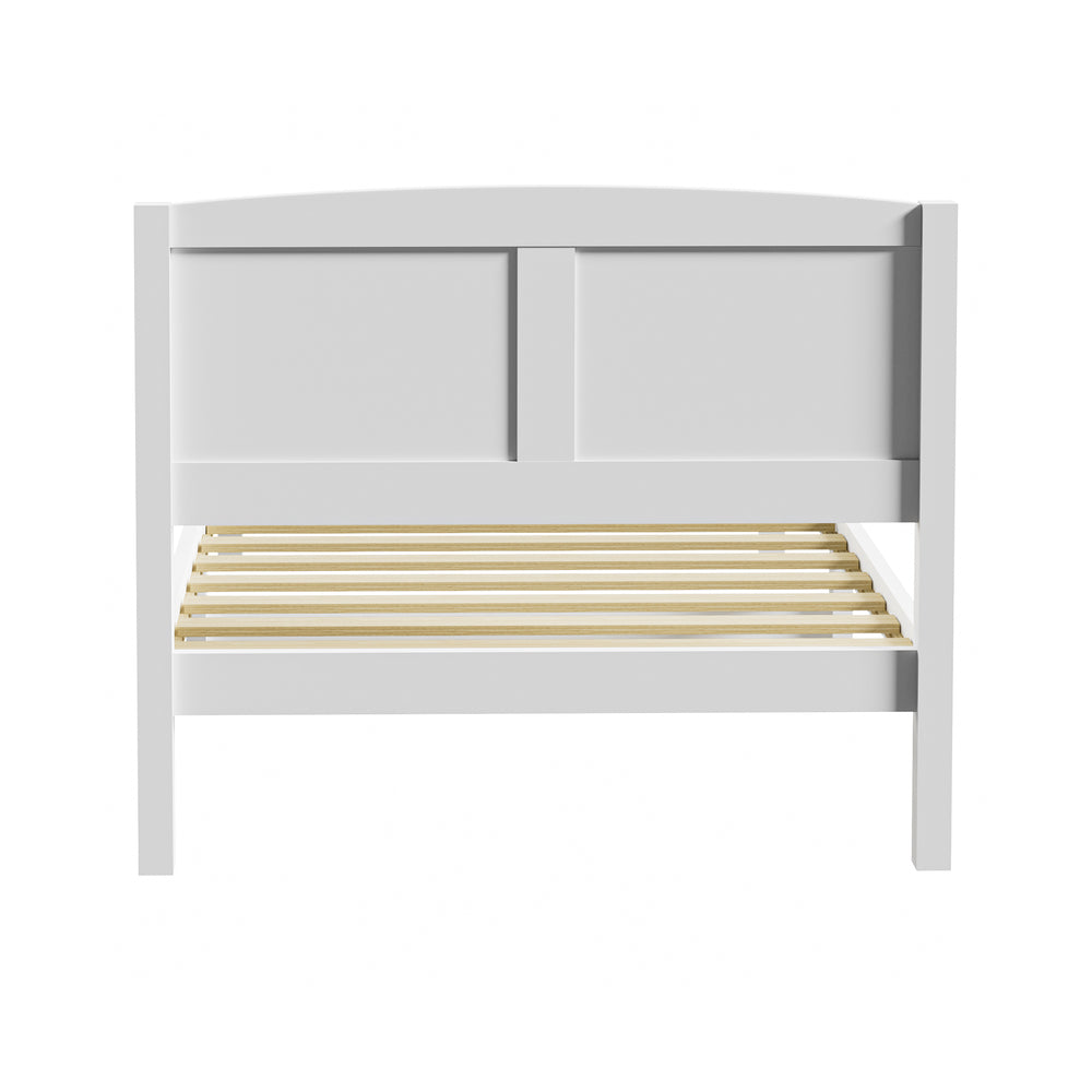 Wooden Bed Frame with Trundle Drawers White