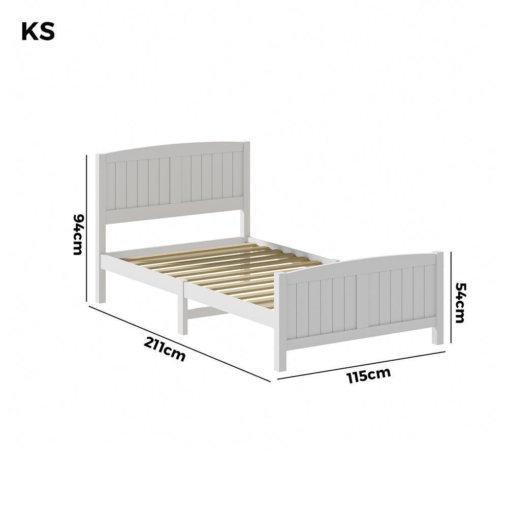 Wooden Bed Frame with Trundle Drawers White