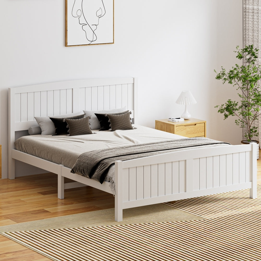 Timber Platform White Bed Frame