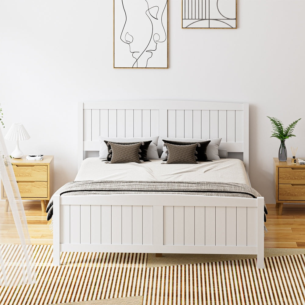 Timber Platform White Bed Frame