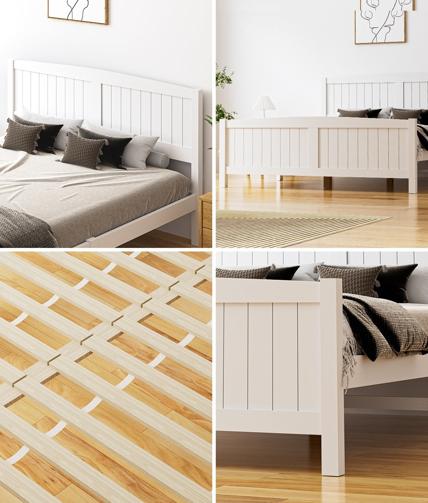 Timber Platform White Bed Frame
