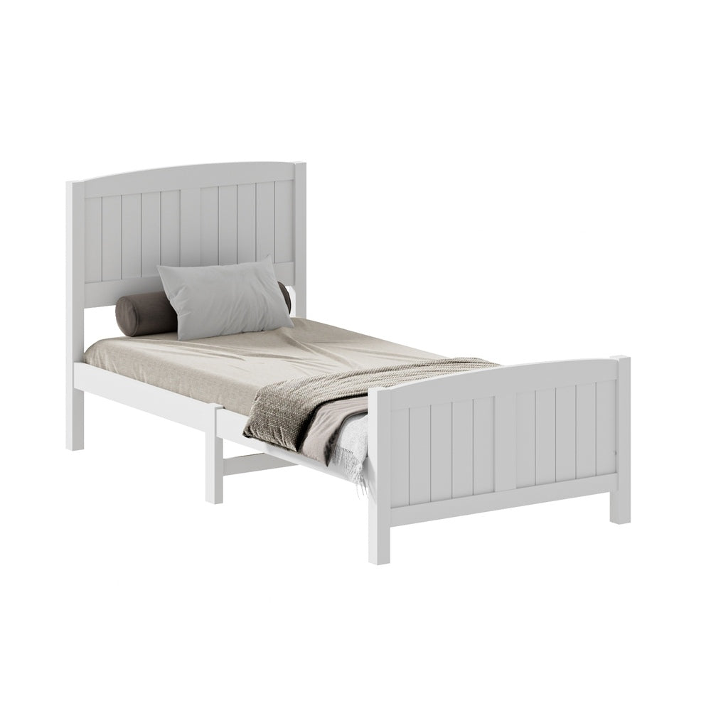 Bed Frame Singe Size Timber Platform White