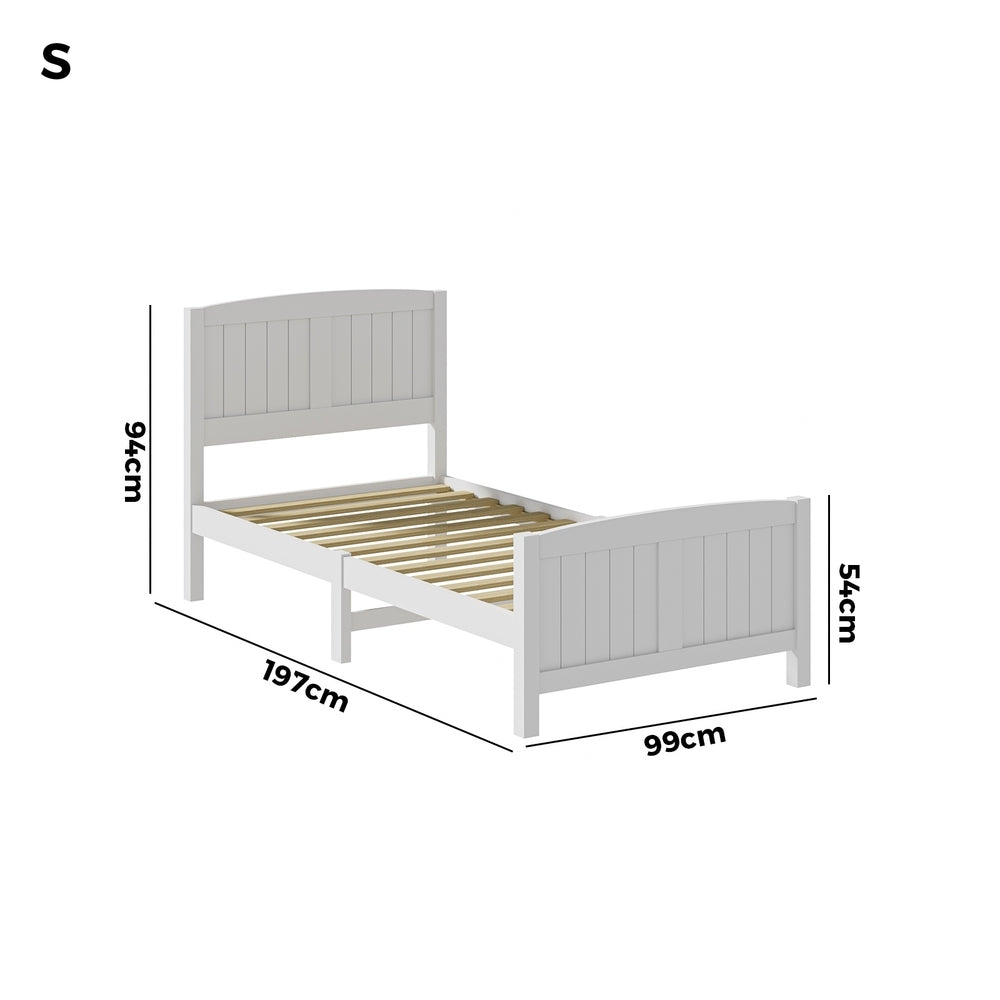Bed Frame Singe Size Timber Platform White