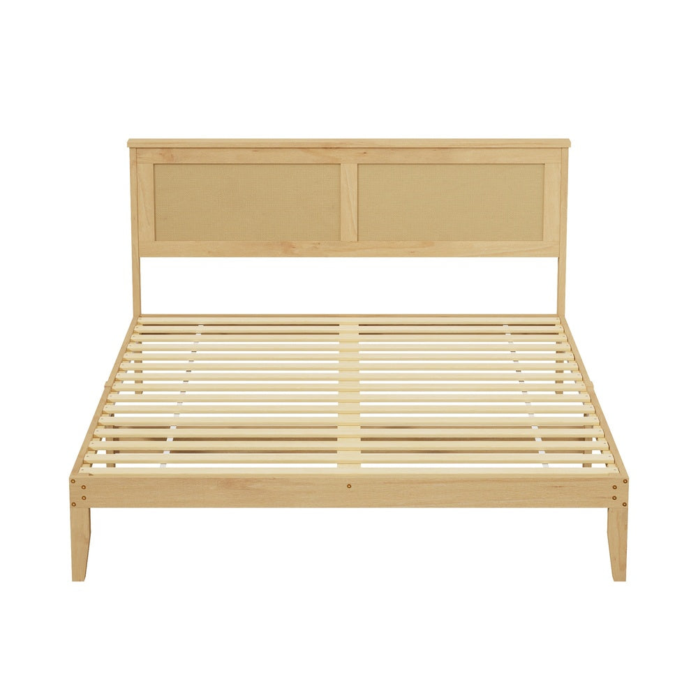 Double Wooden Bed Frame Natural 199x145x94cm