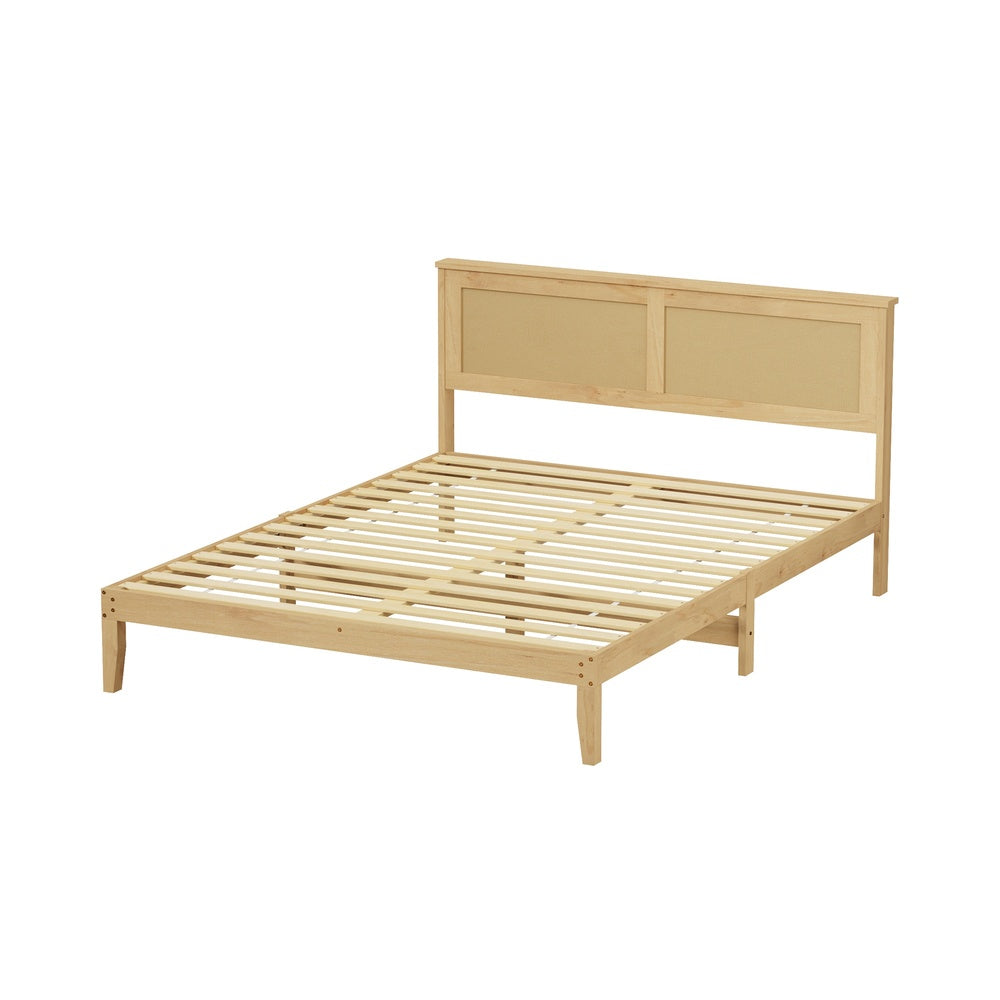 Double Wooden Bed Frame Natural 199x145x94cm