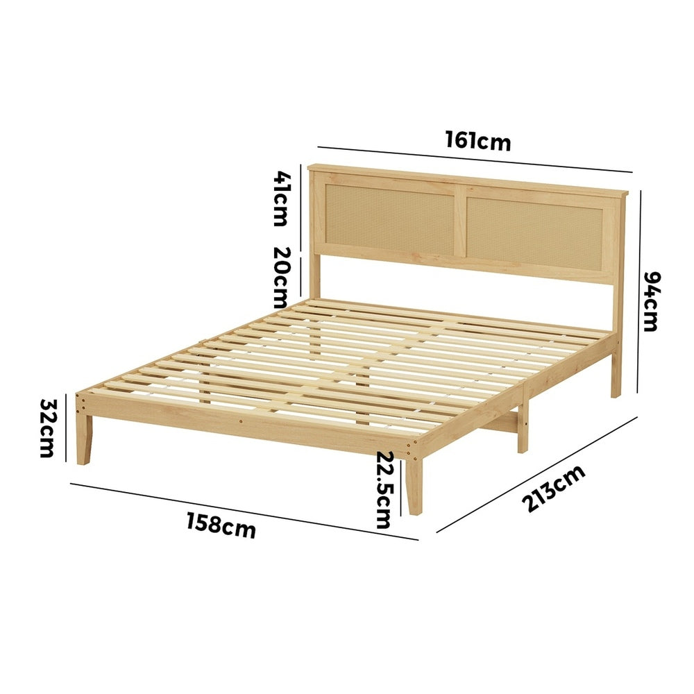 Wooden Queen Bed Frame Natural 213x161x94cm