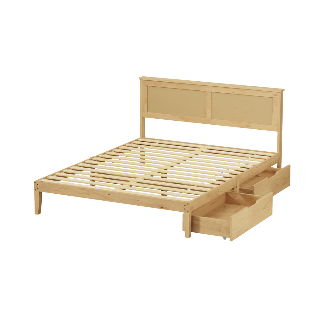 Queen Wooden Bed Frame With Storage 213x161x94cm