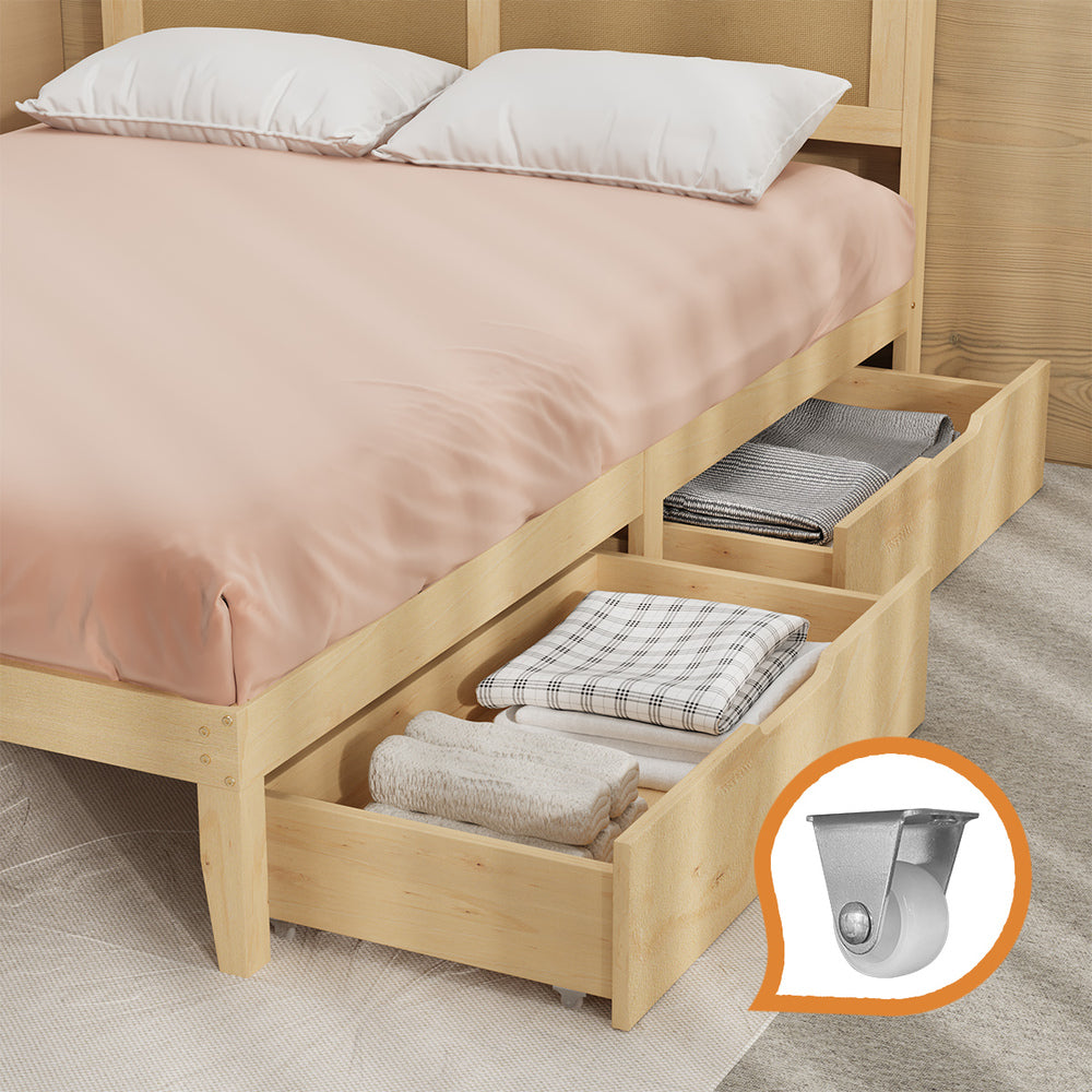 Queen Wooden Bed Frame With Storage 213x161x94cm