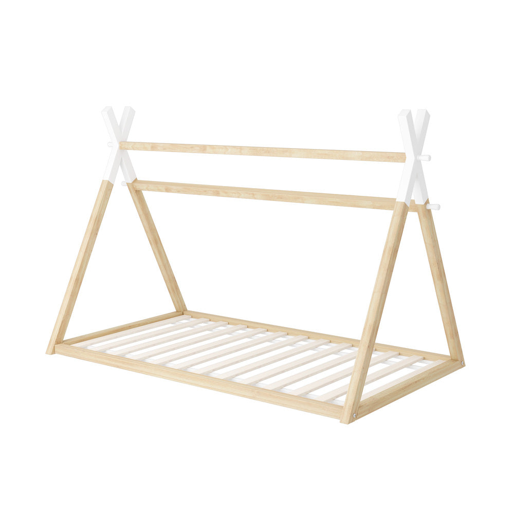 Kids Bed Frame Wooden King Single Teepee House