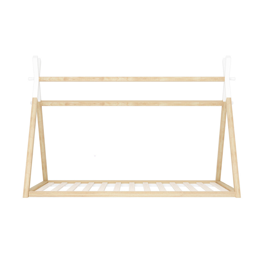 Kids Bed Frame Wooden King Single Teepee House