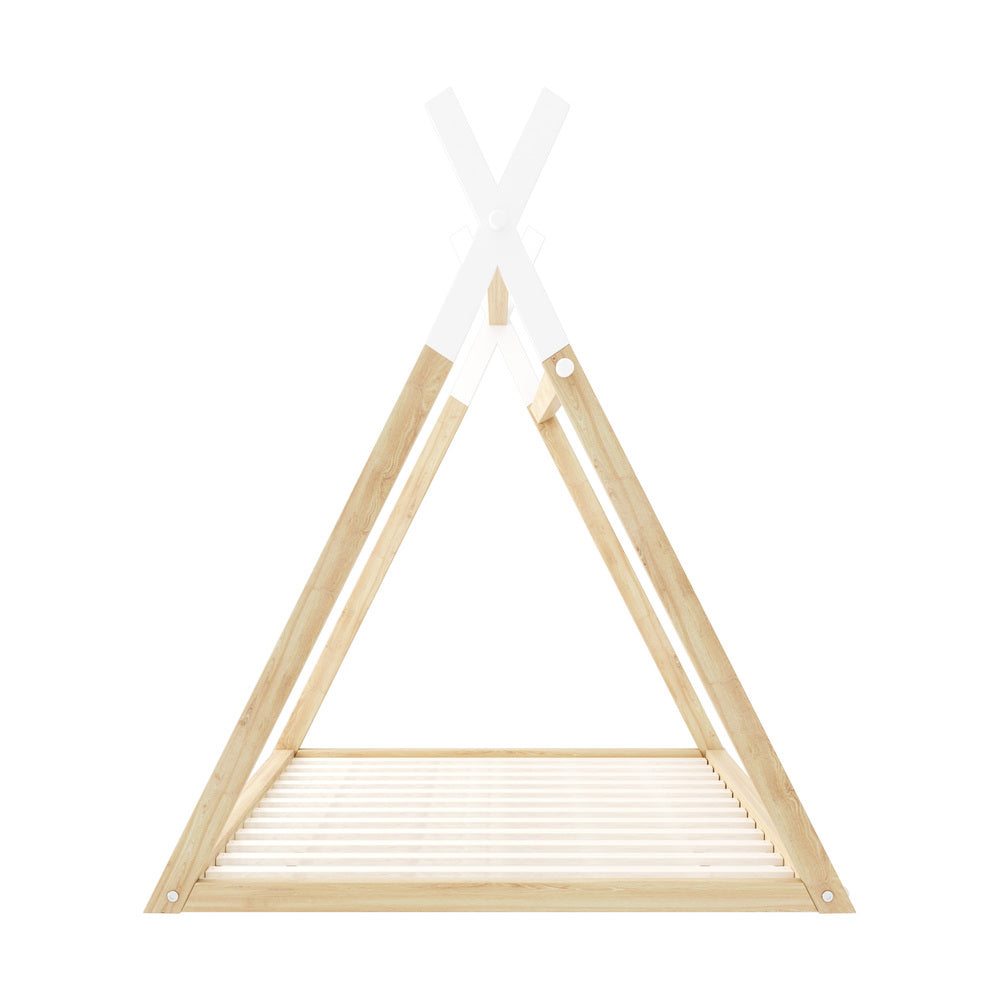 Kids Bed Frame Wooden King Single Teepee House
