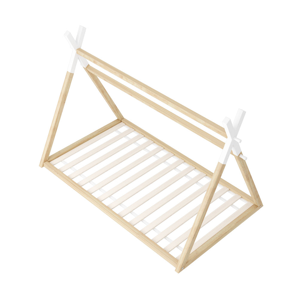 Kids Bed Frame Wooden King Single Teepee House
