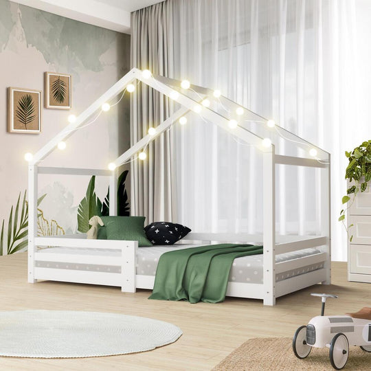 Single Bed Frame Wooden Base Kids House Bedframe Mattress