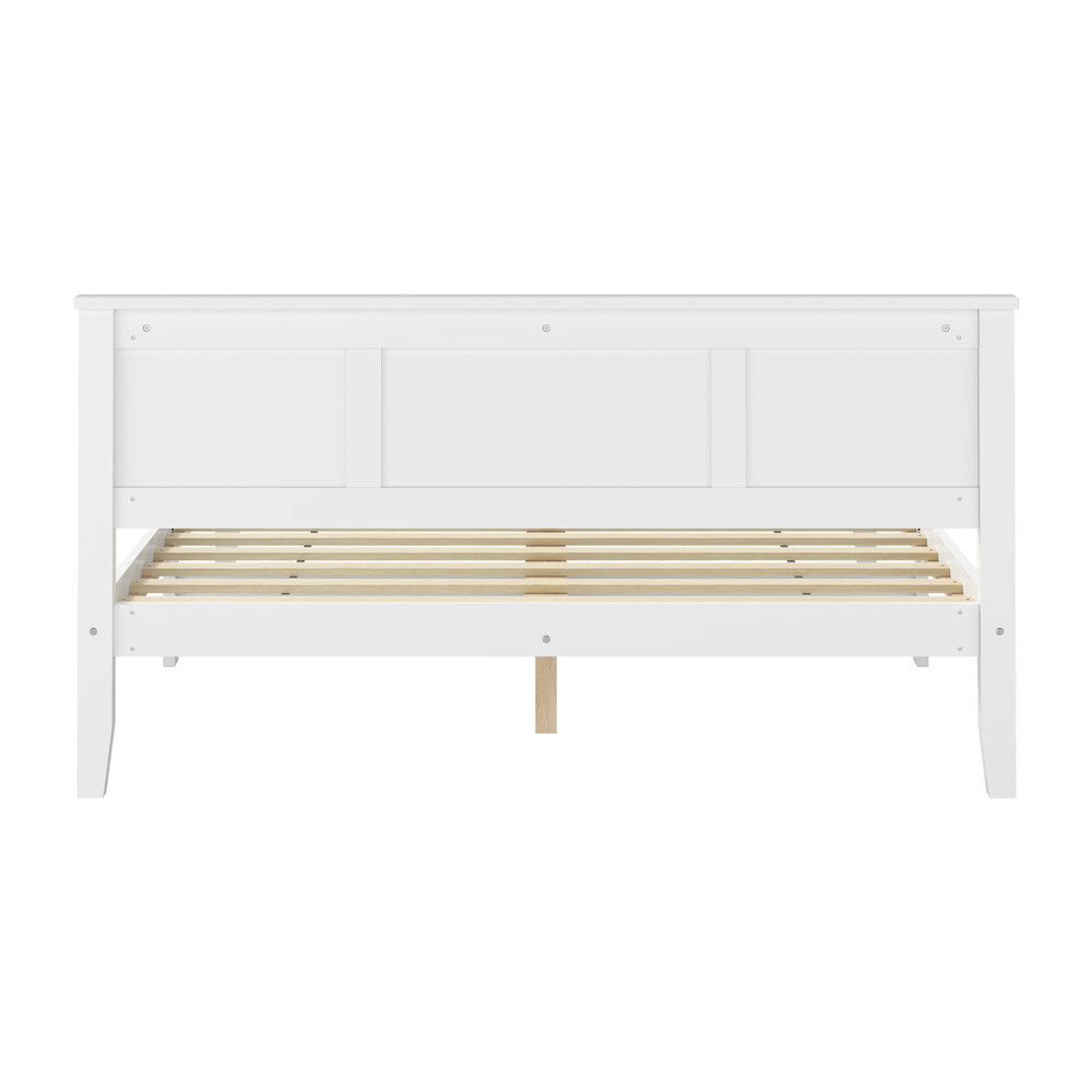 Double Bed Frame White Wood 199x147x94cm