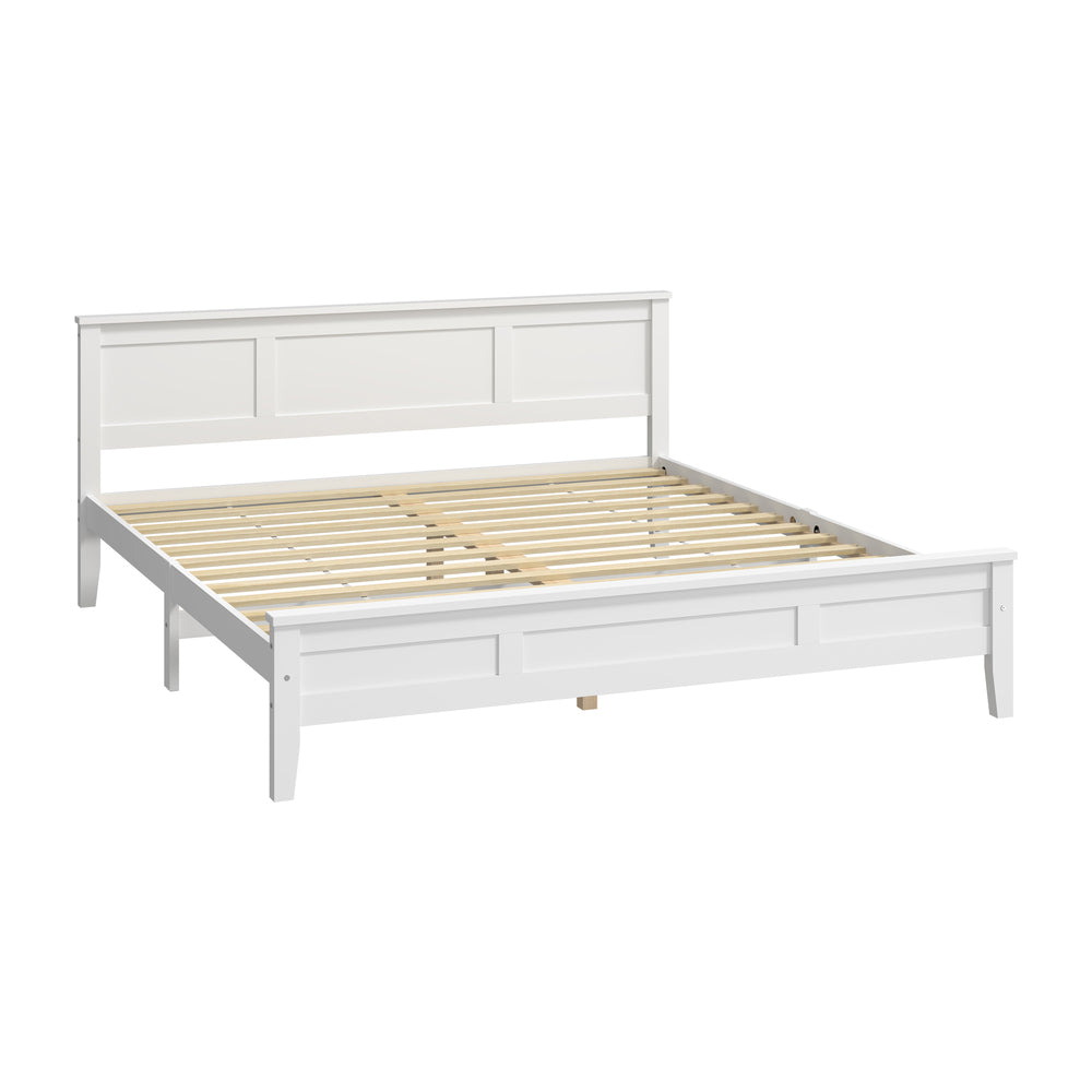 King Wood Bed Frame White 213x193x94cm