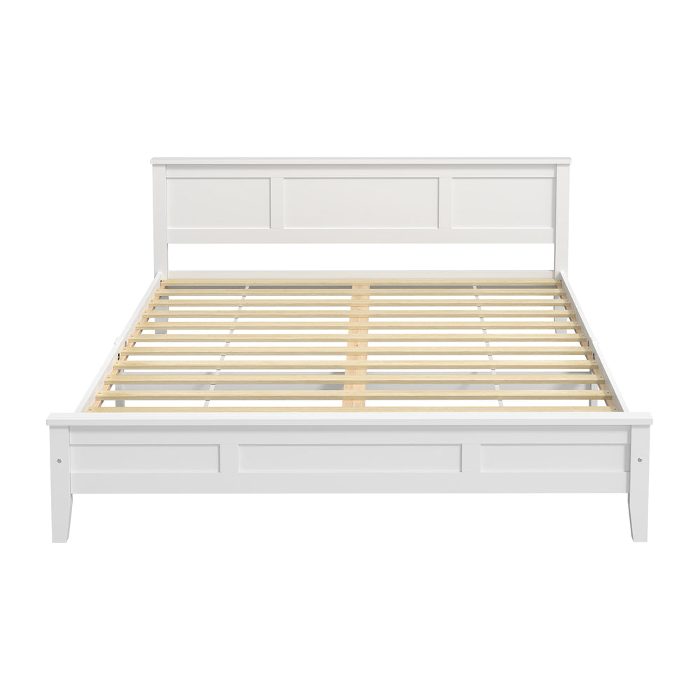 King Wood Bed Frame White 213x193x94cm