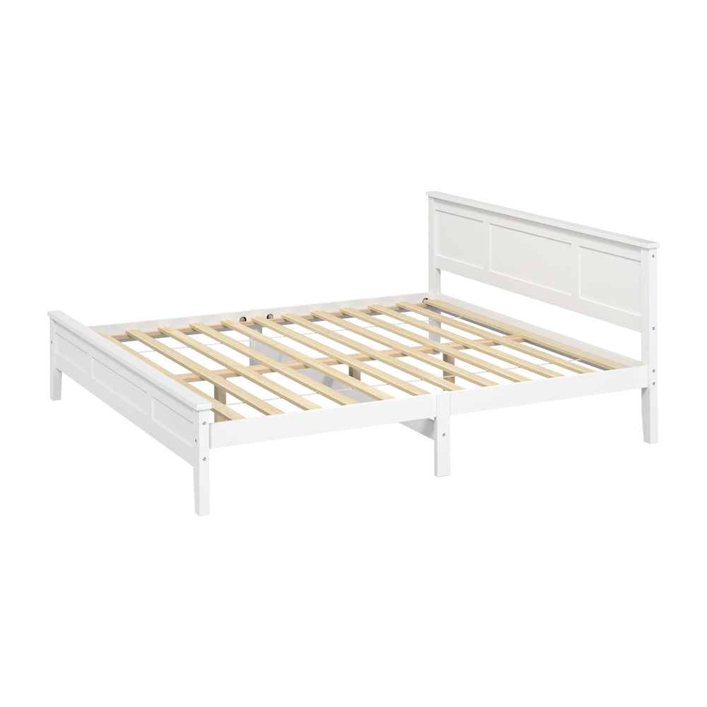 King Wood Bed Frame White 213x193x94cm
