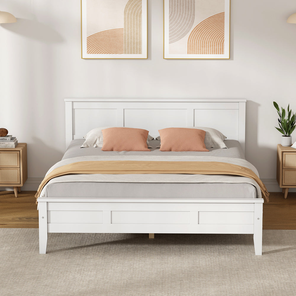 King Wood Bed Frame White 213x193x94cm