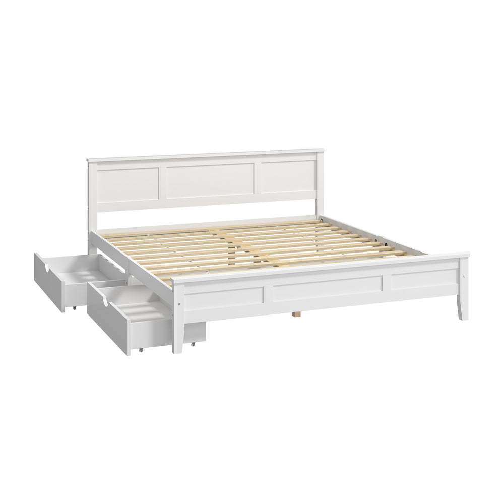 King Wooden Bed Frame White 213x193x94cm