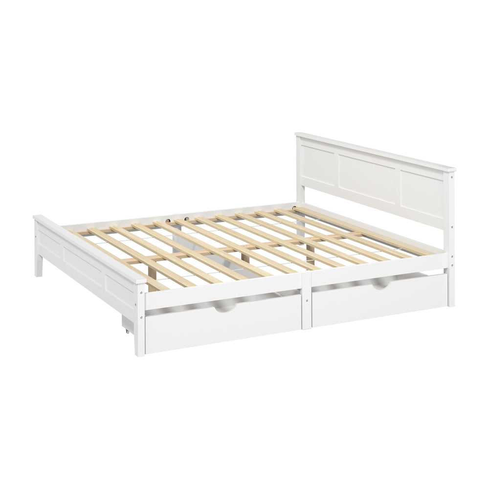 King Wooden Bed Frame White 213x193x94cm