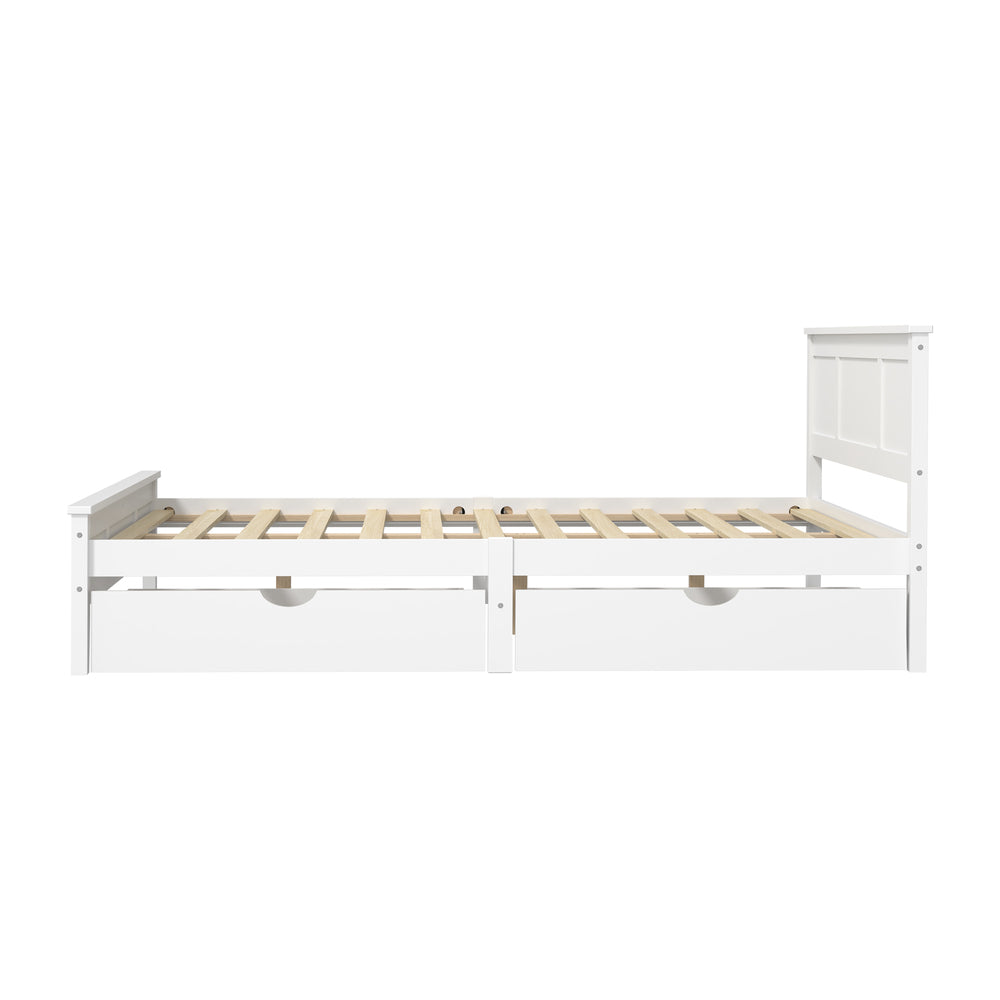 King Wooden Bed Frame White 213x193x94cm