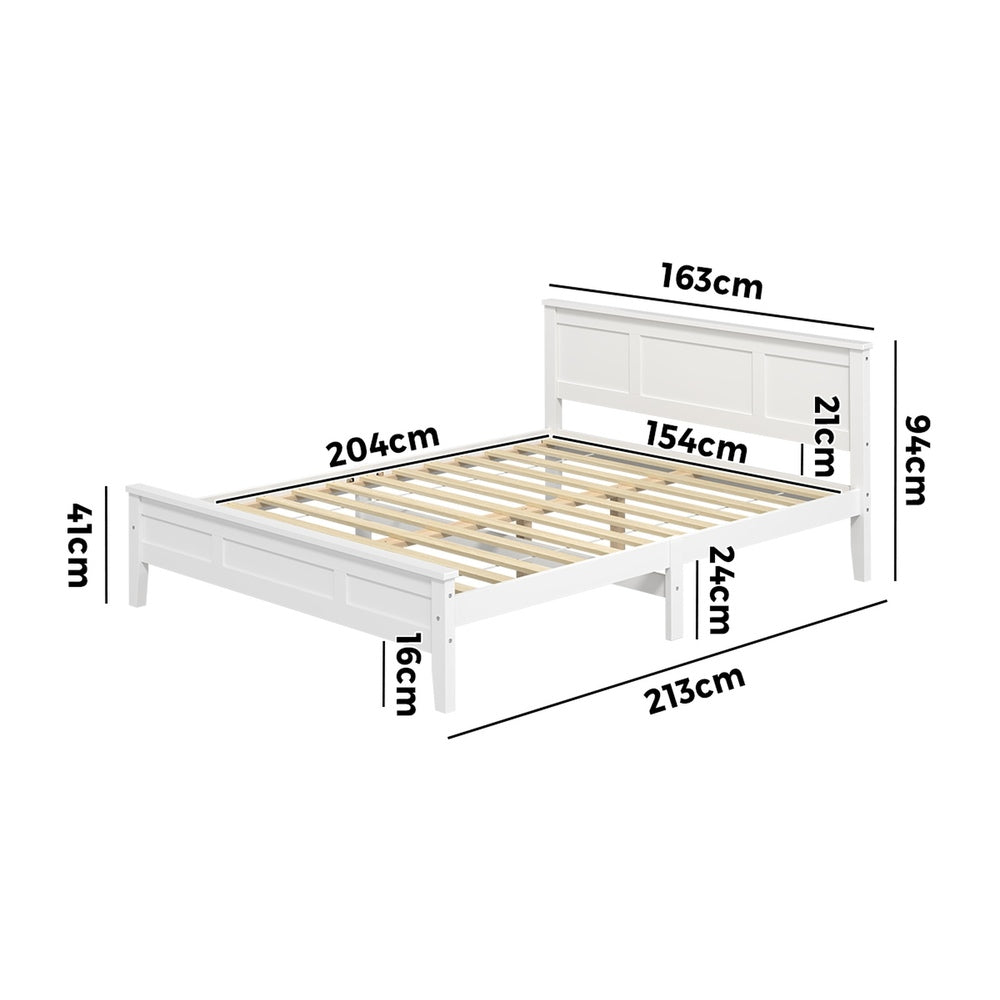 Queen Wood Bed Frame White 213x163x94cm