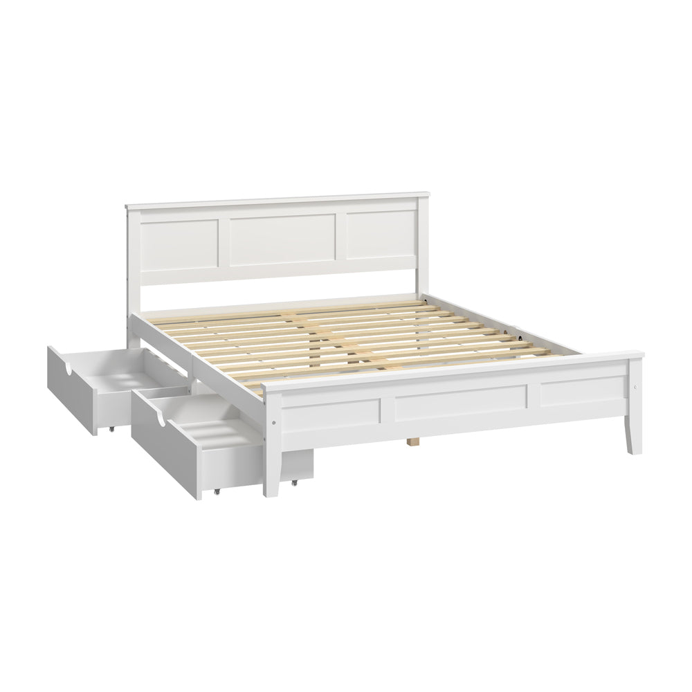 White Wooden Queen Bed Frame 213x163x94cm