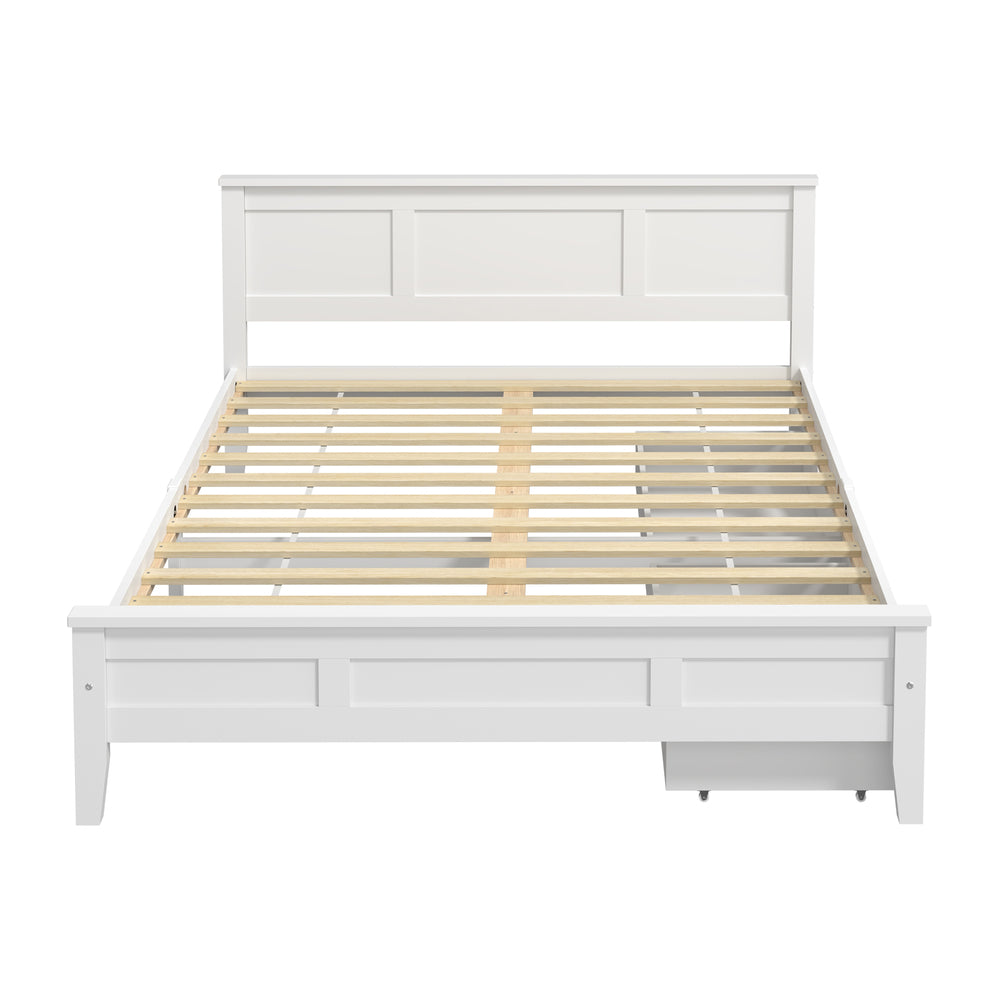 White Wooden Queen Bed Frame 213x163x94cm